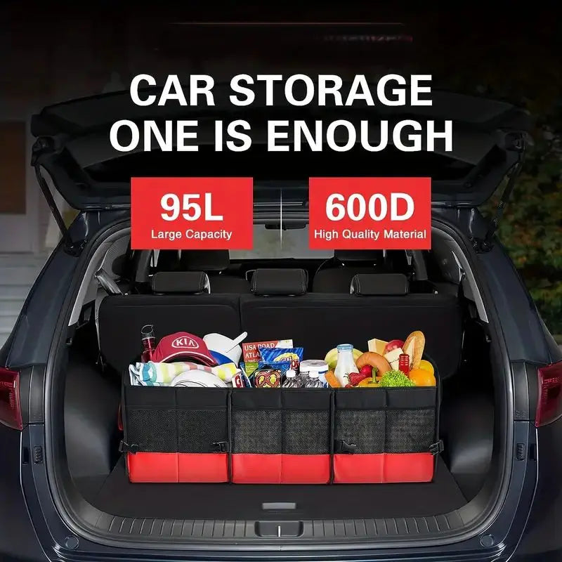 Universal Large Trunk Organizer 95L Collapsible Storage Bag Black - Image 2