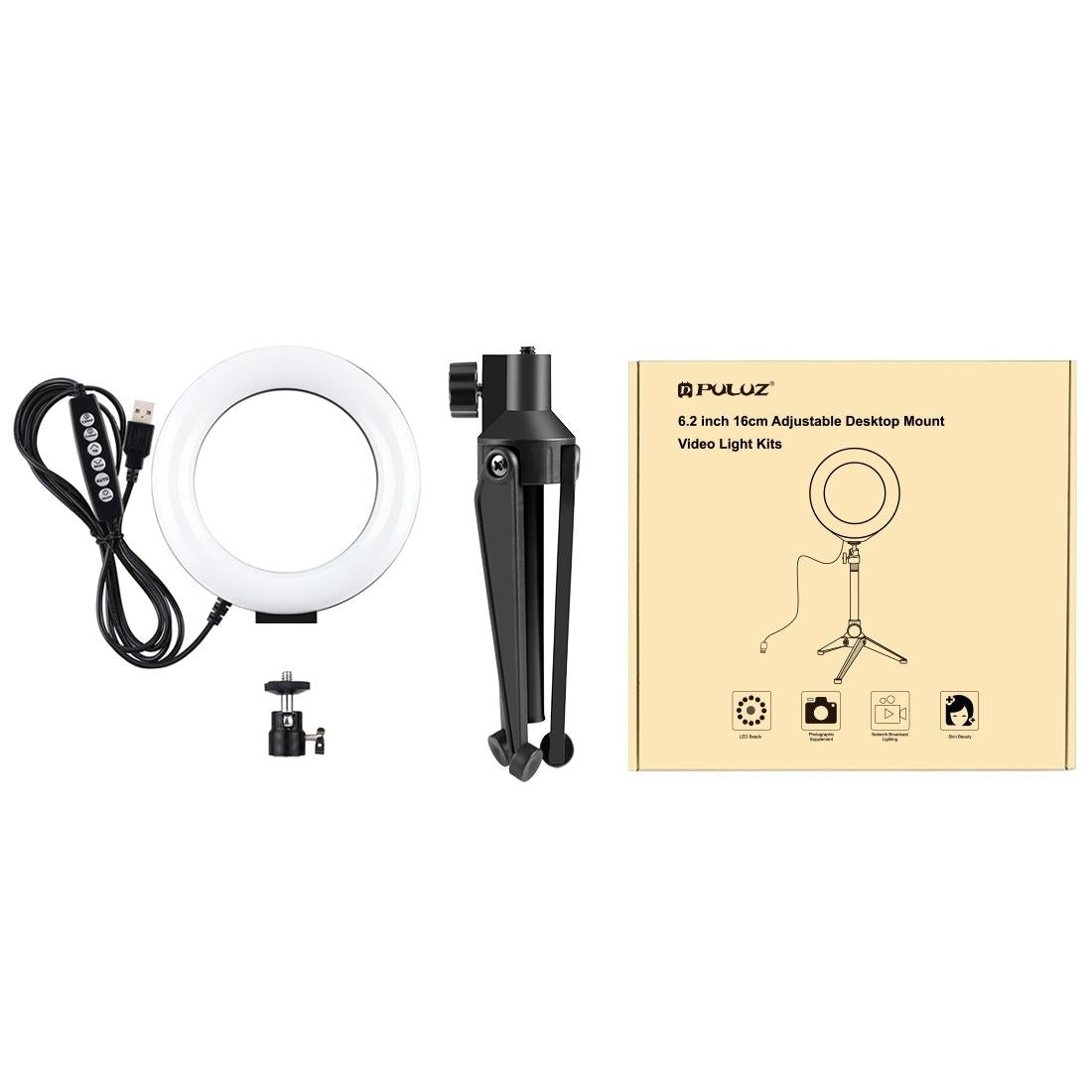 NNEIDS 6.2 Usb Led Ring Light With 10 Modes & Desktop Tripod Mount - Black - Image 2