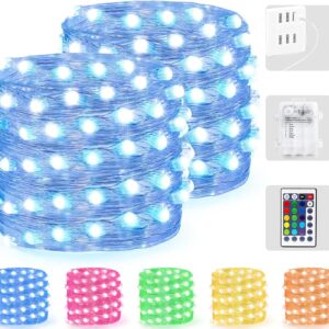 16 Colors Fairy Lights 2 Packs String Lights 16.4 Ft 50 LEDs with Remote