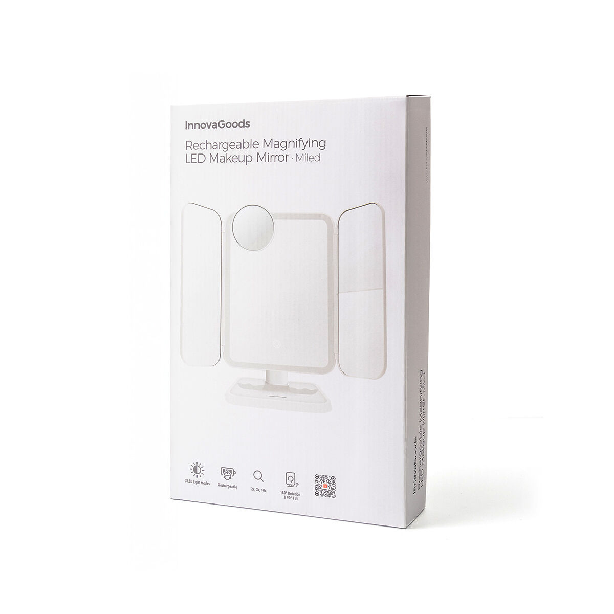 Rechargeable Triptych Makeup Mirror with Magnification and LED Light Miled InnovaGoods - Image 2